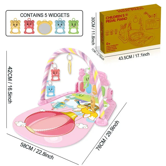 Baby Music Activity Gym Carpet Play Mat Newborn Rug Pedal Piano Keyboard Infant Fitness Rack Playmat Crawling Game Pad Toy Gift