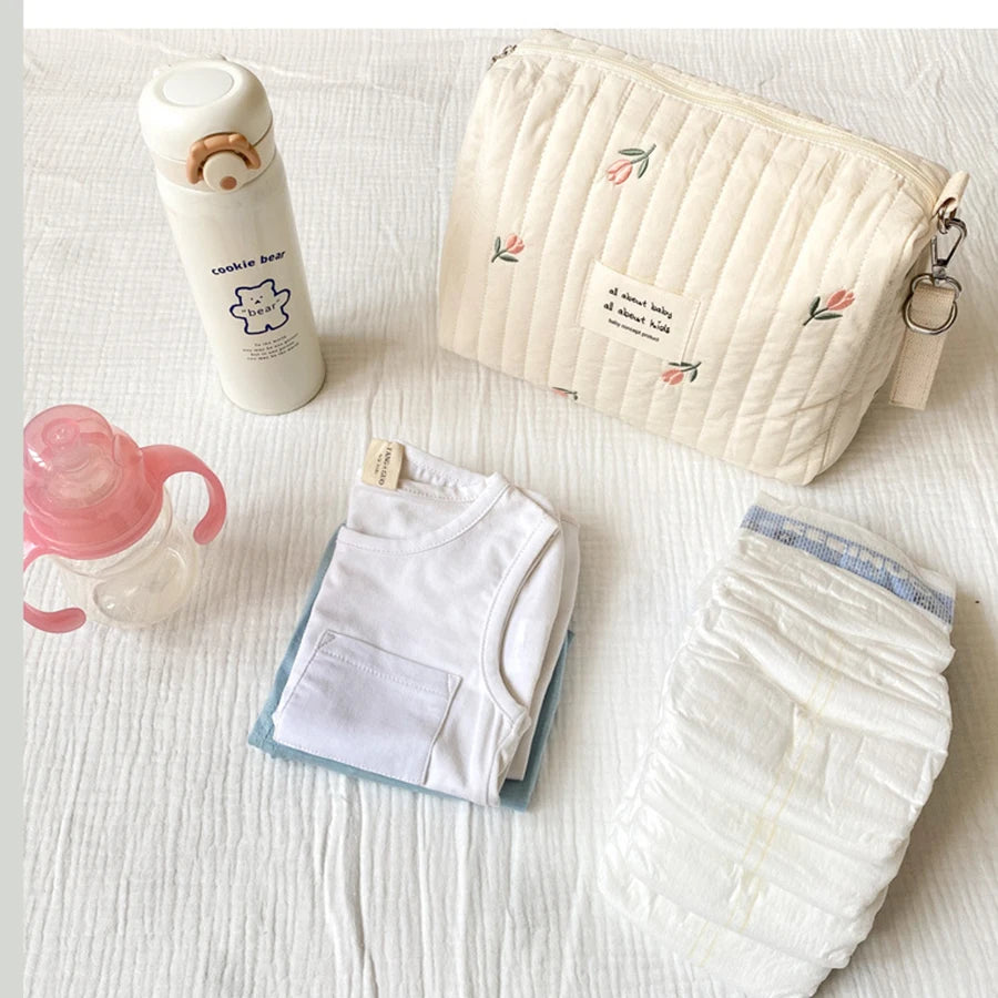 Modische Wickeltasche mit Aufdruck und Stickerei, Multifunktionale Baby-Wickeltasche, Großräumiger Kinderwagen-Organizer, Reise-Mami-Tasche
