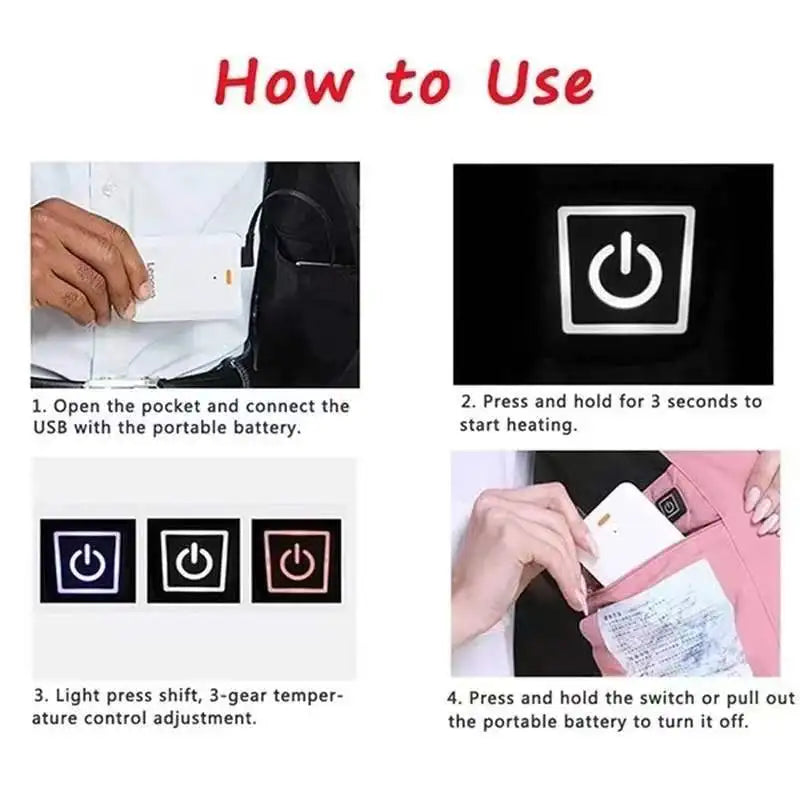 9-beheizte Weste Zonen Elektrisch beheizte Jacken Männer Frauen Sportbekleidung Beheizter Mantel Graphene Heat Coat USB-Heizjacke für Camping