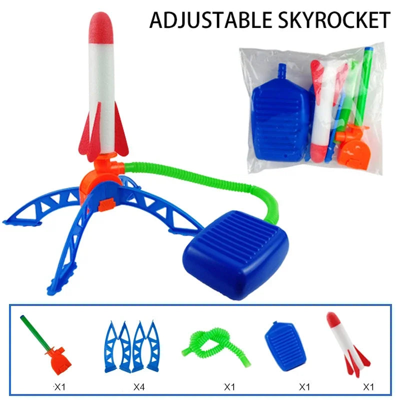 Kinder im Freien Rakete Fuß pumpe im Freien Luft pressen hoch fliegende Rakete Anzug springt luft betriebene Raketenwerfer Spiel Kinder Spielzeug Geschenke
