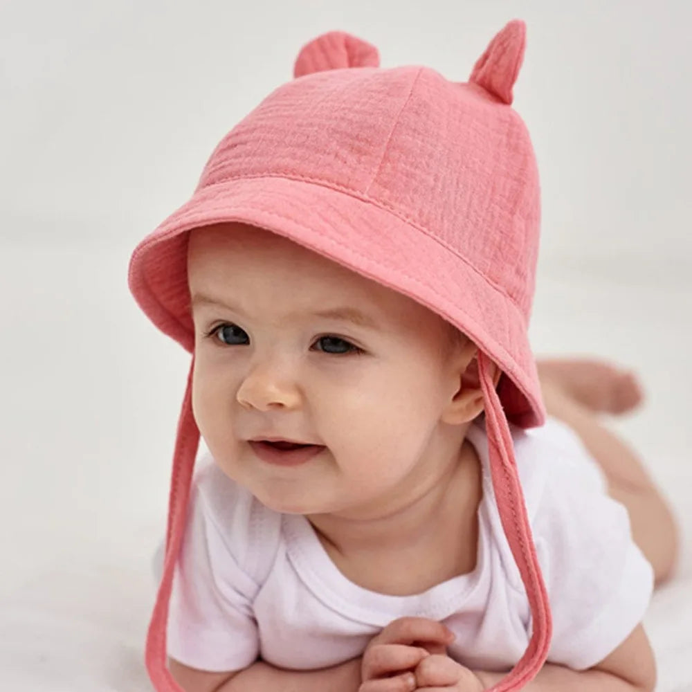 Musselin Baby Sommer Hut Neugeborenen Kappe Baumwolle Baby Sonnenhüte für Mädchen Jungen Säugling Eimer Hut für Kleinkind Zubehör 3-12M