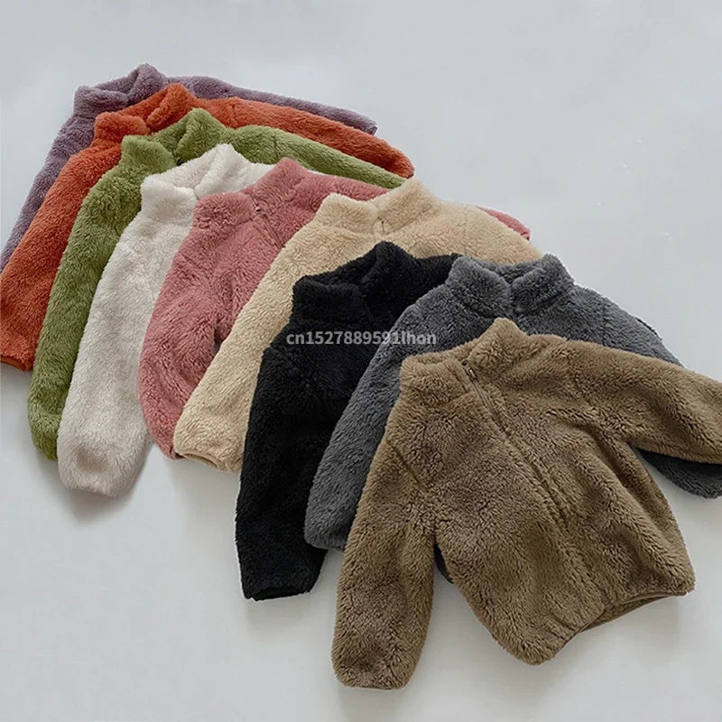 Rosa Mädchen-Jacken, Herbstmantel, Winter-Thermo-Fleecejacke für Kinder, 1, 2, 3, 4, 5 Jahre, Kindermäntel, warme koreanische Oberbekleidung