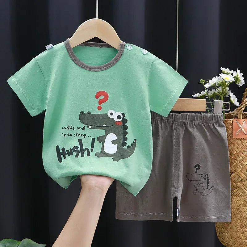 2PCS kinder Sets mutter Kinder Kleidung Jungen Mädchen T-shirt Shorts Sommer Baumwolle kurzarm Baby Kinder Kleidung Kleinkind anzug