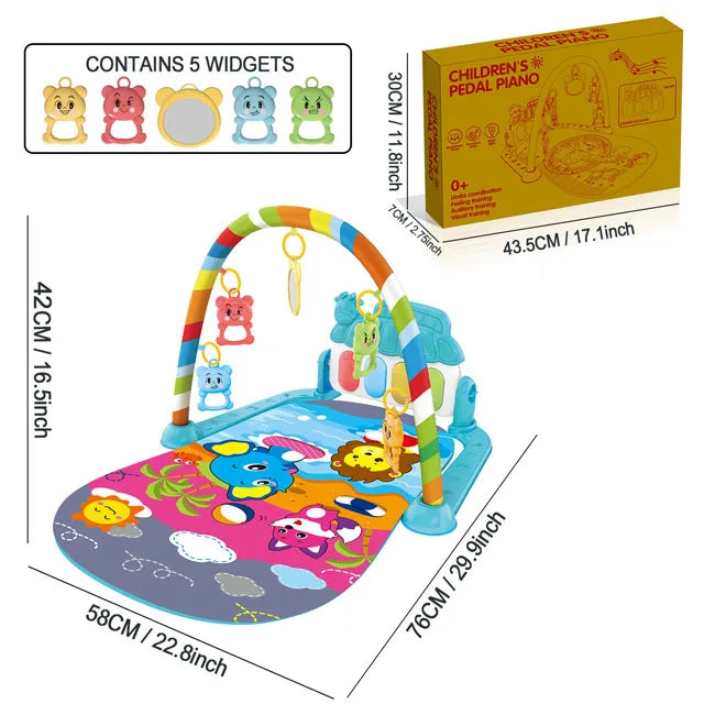 Baby Music Activity Gym Carpet Play Mat Newborn Rug Pedal Piano Keyboard Infant Fitness Rack Playmat Crawling Game Pad Toy Gift