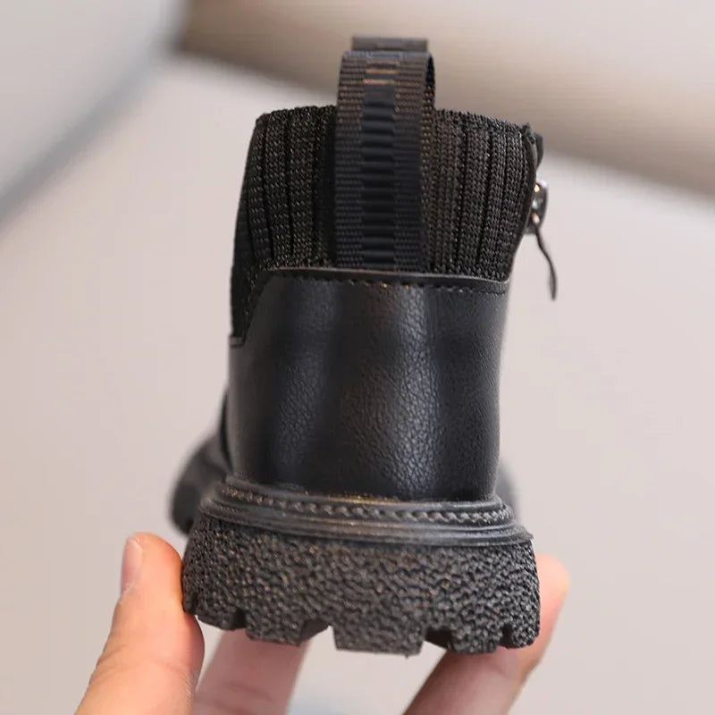 Kinder Kurze Stiefel Mode Jungen Schuhe Herbst Winter Leder Kinder Stiefel Rutschfeste Kleinkind Mädchen Stiefel Kleinkind Schneeschuhe