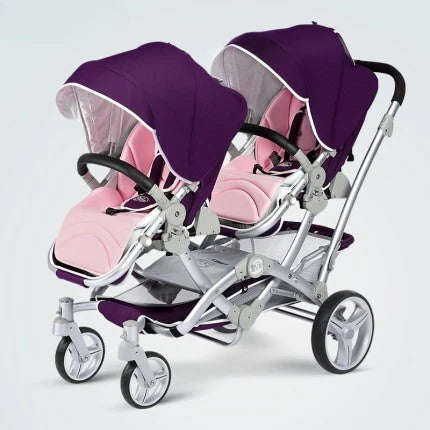 Faltbarer Zwillingskinderwagen, Doppelsitz-Kinderwagen für zwei Babys, stoßdämpfender Zwillingskinderwagen, multifunktional