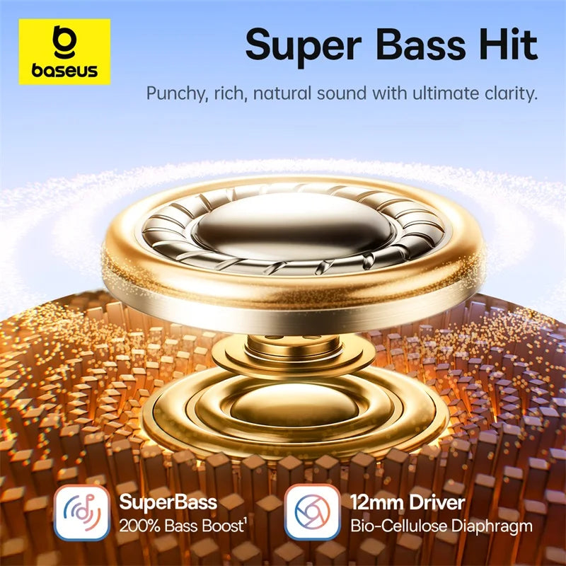 Baseus BC1 Ohrclip-Ohrhörer, kabellose Open-Ear-Kopfhörer, Bluetooth 6.0, Clip-on-Sportkopfhörer, 4 Mikrofone, Super-Bass, IP55, Ohrhörer