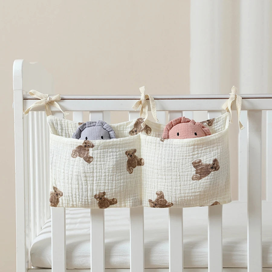Babybett-Organizer, Kinderbett, Caddy, Bett, Aufbewahrungstasche, 2 Taschen, Nachttisch, hängende Windel, Kinderzimmer, Spielzeug, Tasche, Windeln, Kinderwagen, Organisieren