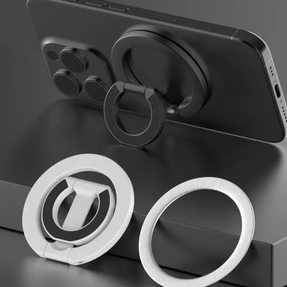 Magnetischer Handy-Ringhalter Beidseitiger Magnet 360° °   Rotierbarer, ultradünner, faltbarer, tragbarer Desktop-Handyhalter für iPhone 17, 16, 15