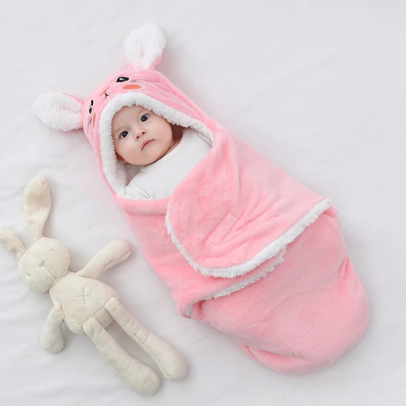 Weiche Baby-Schlafsäcke, warm, für Herbst und Winter, Wickeldecken für Neugeborene, CartoonCocoon für Babys, Flanell-Baby-Schlafsack, 0–9 Monate