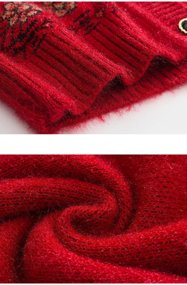 Kaschmir Oma Herbst Winter Verdicken Pullover Top Mittleren Alters Ältere Frauen Kleidung Mutter Strickjacke Warme Pullover Mantel XL-4XL