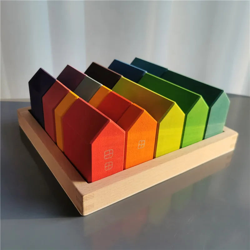 Regenbogen-Holzstapelblöcke