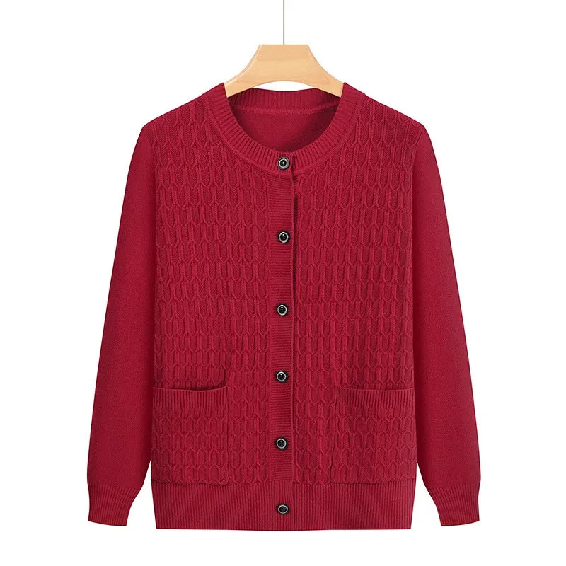 Mode Oma Gestrickte Strickjacke Herbst Winter Neue frauen Pullover Top Mittleren Alters Mutter Strickwaren Mantelatorioди Ljamentos자