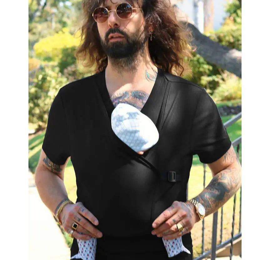 Summer Parent-Child Clothing: Multifunctional Kangaroo T-Shirt for Dad and Mom – Comfortable Vest for Babywearing, Women's Clothing