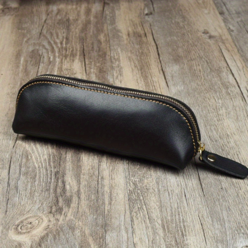 Vintage Leder Bleistift Tasche Einfache Schreibwaren Hoder Stift Fall Lagerung Tasche Zipper Bleistift Beutel Gläser Box Schule Liefert