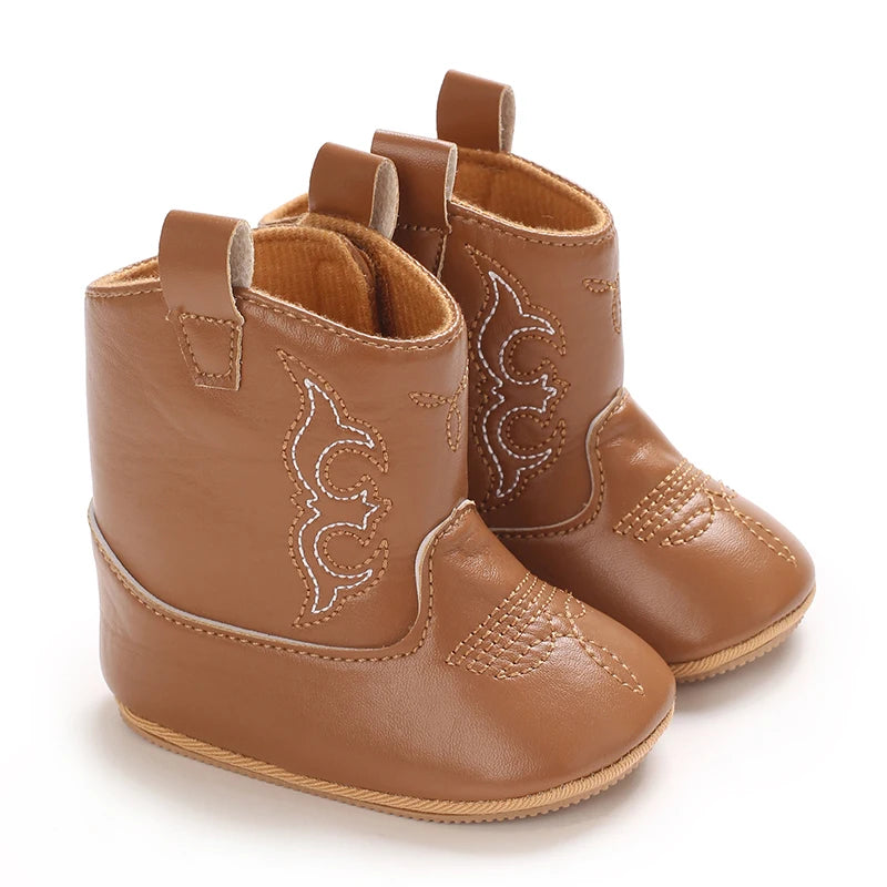 Winterstiefel für Babys, Jungen und Mädchen, 0–12 Monate, Western-Denim, Lauflernschuhe, warm, lässig, modisch