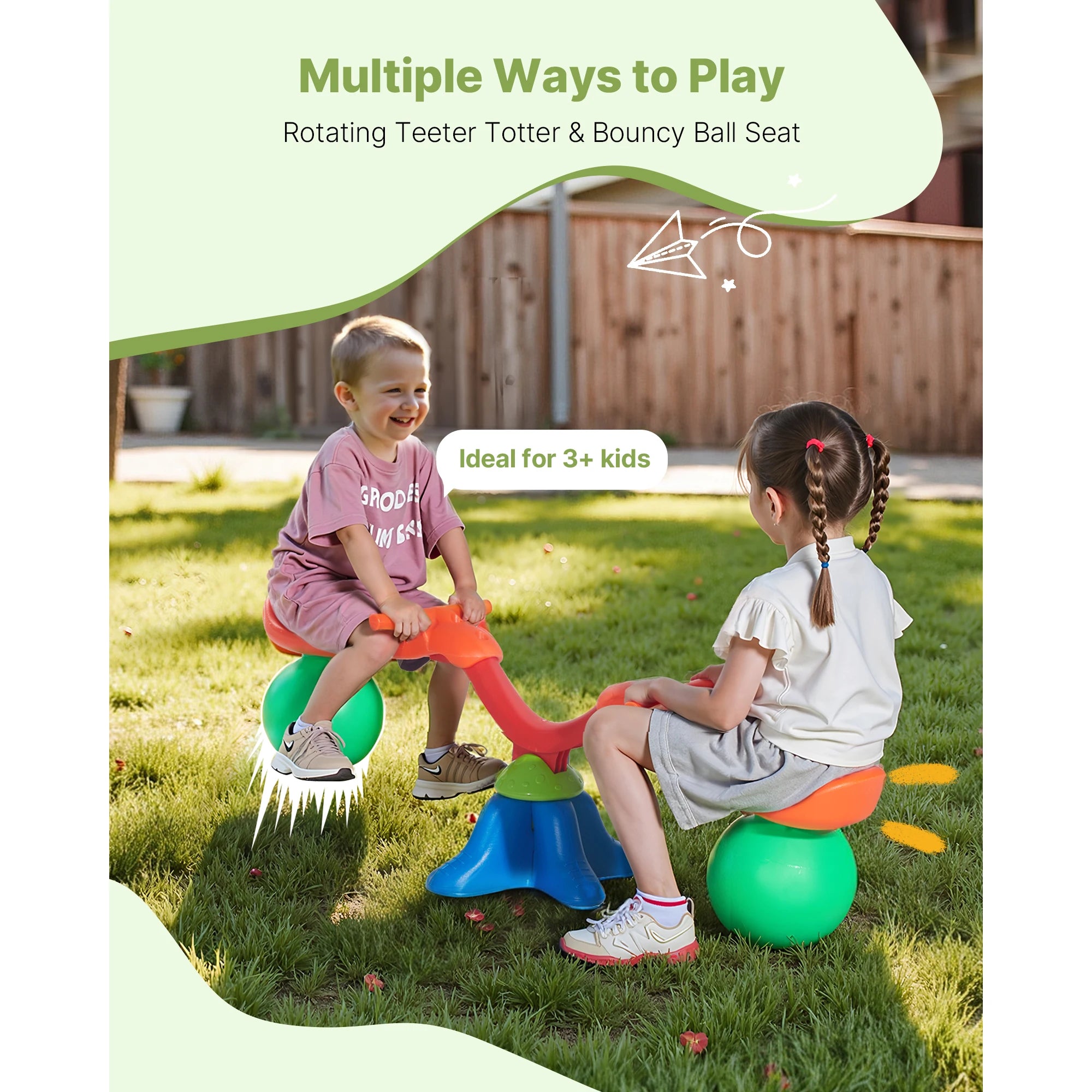 SucceBuy Kinder-Wippe, 55 Pfund pro Sitz, Sit-and-Spin-Teeter, Totter 360 °   Rotierende Spielgeräte für den Außenbereich zum Spielen von Kindern