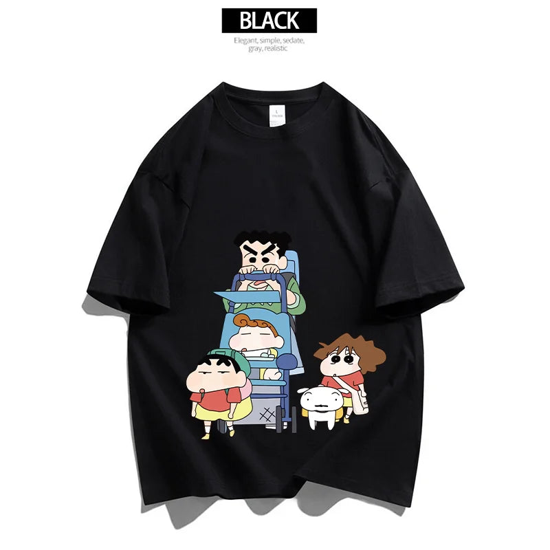 Crayon Shin-chan Dad Mom T-Shirt Kids Tops Adults Boy Girl Summer Parent-Child Clothes T-Shirt Family Partner Look Anime Gift