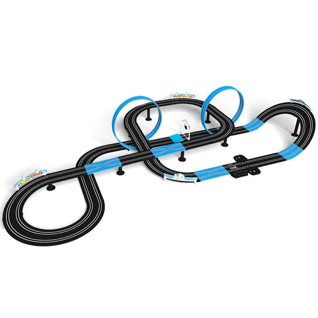 Sonic Storm Elektrische Eisenbahn Track Spielzeug Set Doppel Fernbedienung Auto Racing Track Autorama Schaltung Voiture Spielzeug Für Junge Kinder