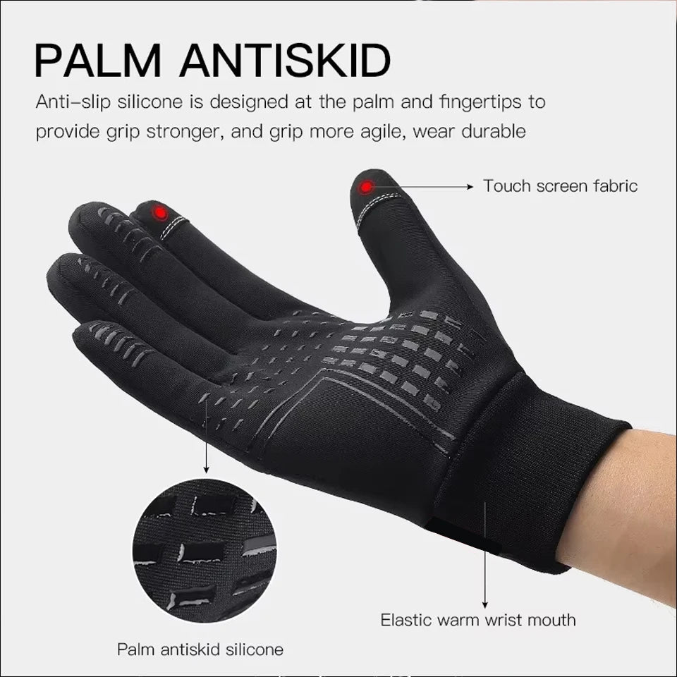 Herbst Winter Outdoor Radfahren Handschuhe Gym Fitness Sport Laufen Warm Touch Screen Rutschfeste Handschuhe Motorrad Handschuhe Männer Schwarz