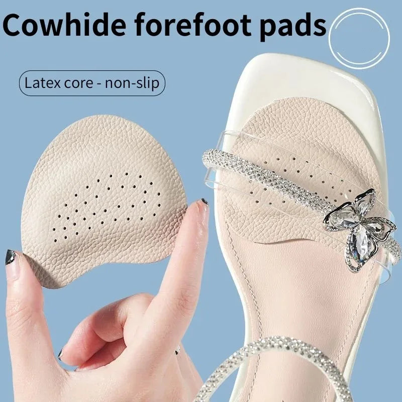 4 Stück Sandalen-Antirutsch-Aufkleber, Leder-Vorfußpolster für Damen High Heels, Schmerzlindernde Einlagen, Zehenkissen, Fußpflege-Schuhpolster