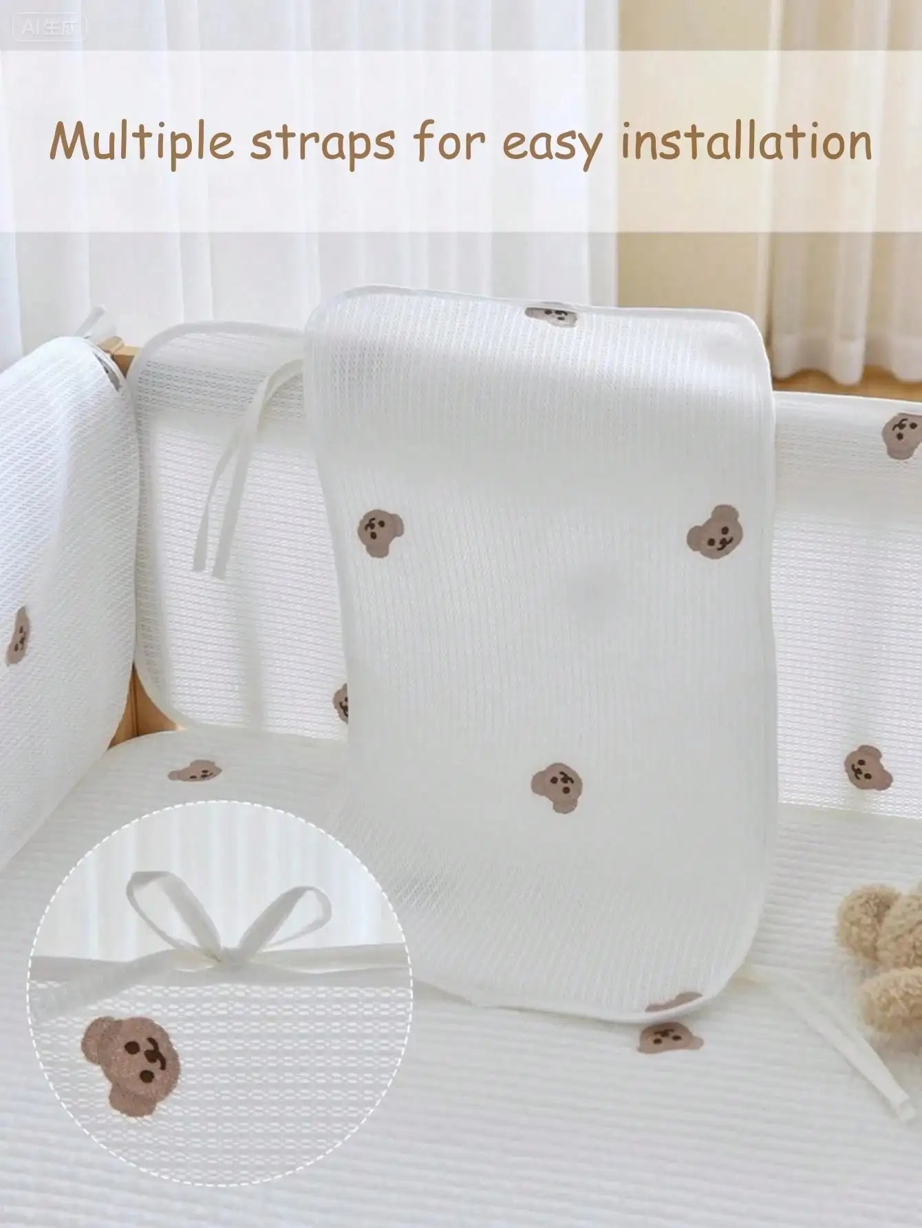 Atmungsaktiver Babybett-Stoßschutz, Babyzimmer-Dekoration, Schutz für Babyköpfe, Kollisionspräventionsausrüstung, Babybettwäsche