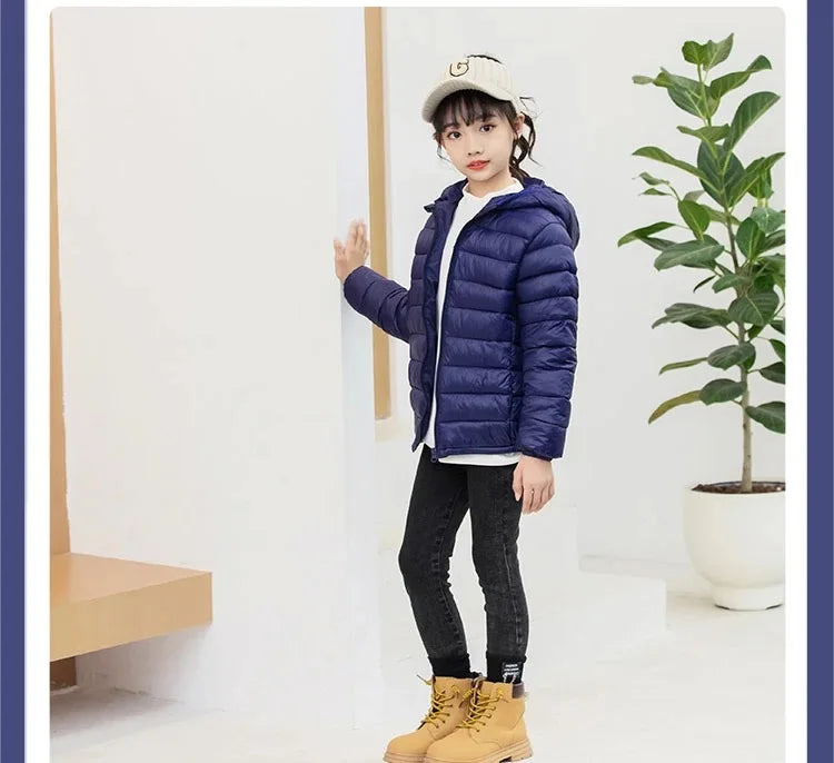 Herbst Winter Teen Jungen Mädchen wärmen Daunen jacke Kinder Baumwolle Oberbekleidung neue Mode Kapuze Reiß verschluss Mäntel 3-12 Jahre Kinder kleidung