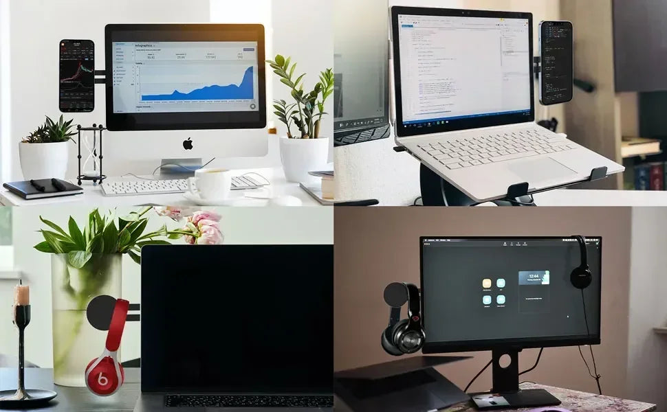 2026 Magnetischer Laptop-Handyhalter für Computermonitor-Seitenfläche, Schlank & Faltbar, für iPhone 14 13 12 Serie und Alle Smartphones