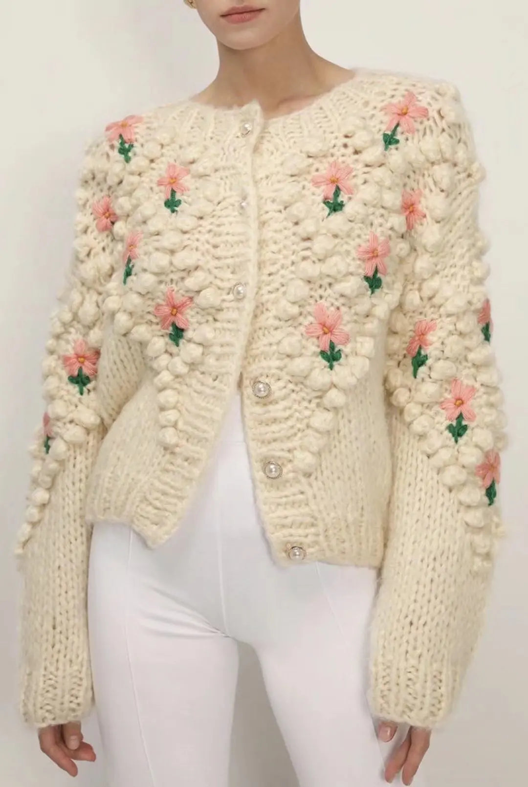 Frauen Herbst Damen Kleidung Oberbekleidung Lose einreiher Strickjacke Pullover Mit Stilvollen Verzierten Knöpfen Ropa Mujer