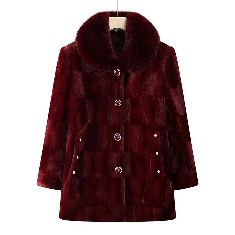 Große Größe mittleren Alters ältere Frauen Nerz Mantel Winter verdicken Baumwolle gepolsterte Kunstpelz Jacke High-End Oma Samt Pelzmantel