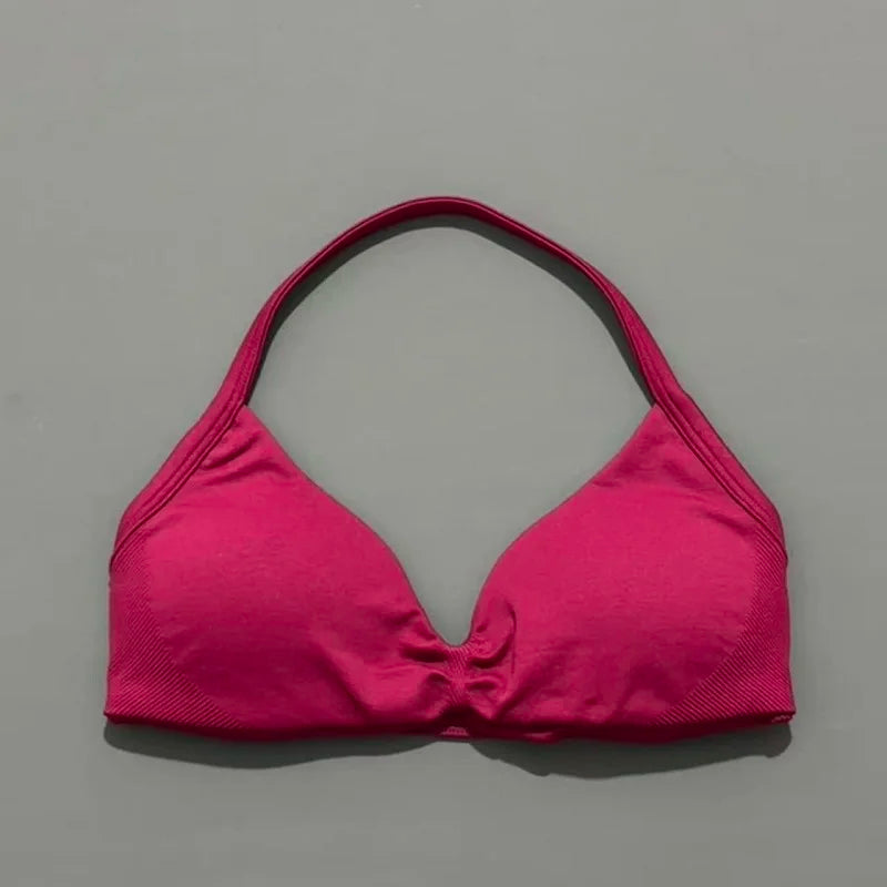 Sport-BH mit Trägern, Yoga-Unterwäsche, Damen-Gymnastik-Top, Lauftraining, rückenfreier BH, hohe Unterstützung, aktive Kleidung, Fitness, Workout, Neckholder