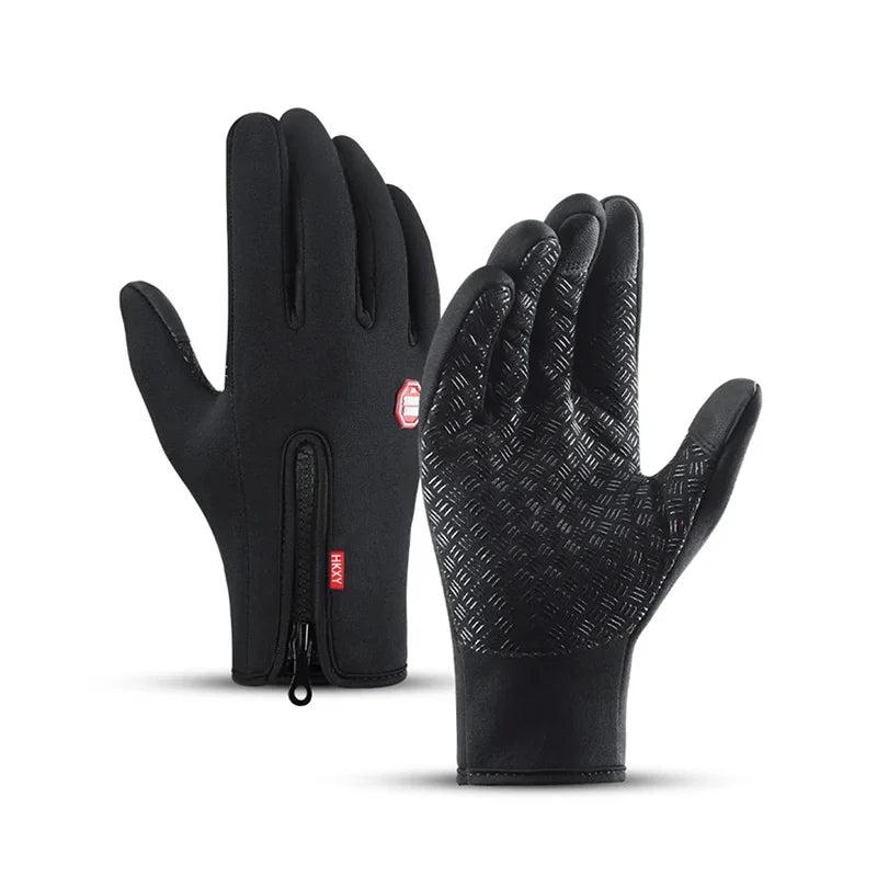 Mann warme Winterhandschuhe Touchscreen wasserabweisende winddichte Handschuhe Ski Outdoor Sport Radfahren Fahren Reißverschluss schwarze Handschuhe Frauen