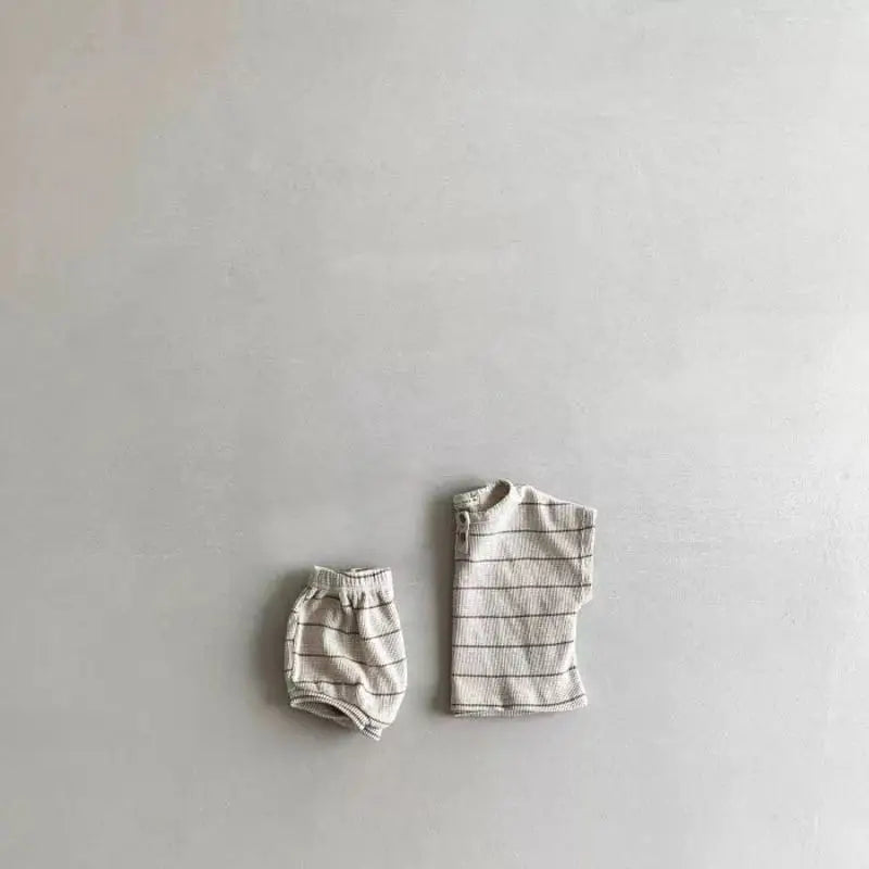 2024 Sommer Baby-Bekleidungsset Gestreiftes T-Shirt und Bloomer 2-teilig Jungen-Kleidungsset Niedliches Reines Bekleidungsset für Kleinkinder
