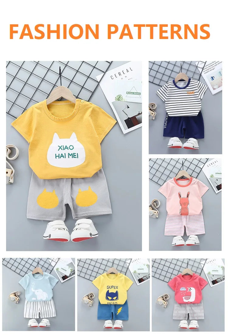 2PCS kinder Sets mutter Kinder Kleidung Jungen Mädchen T-shirt Shorts Sommer Baumwolle kurzarm Baby Kinder Kleidung Kleinkind anzug