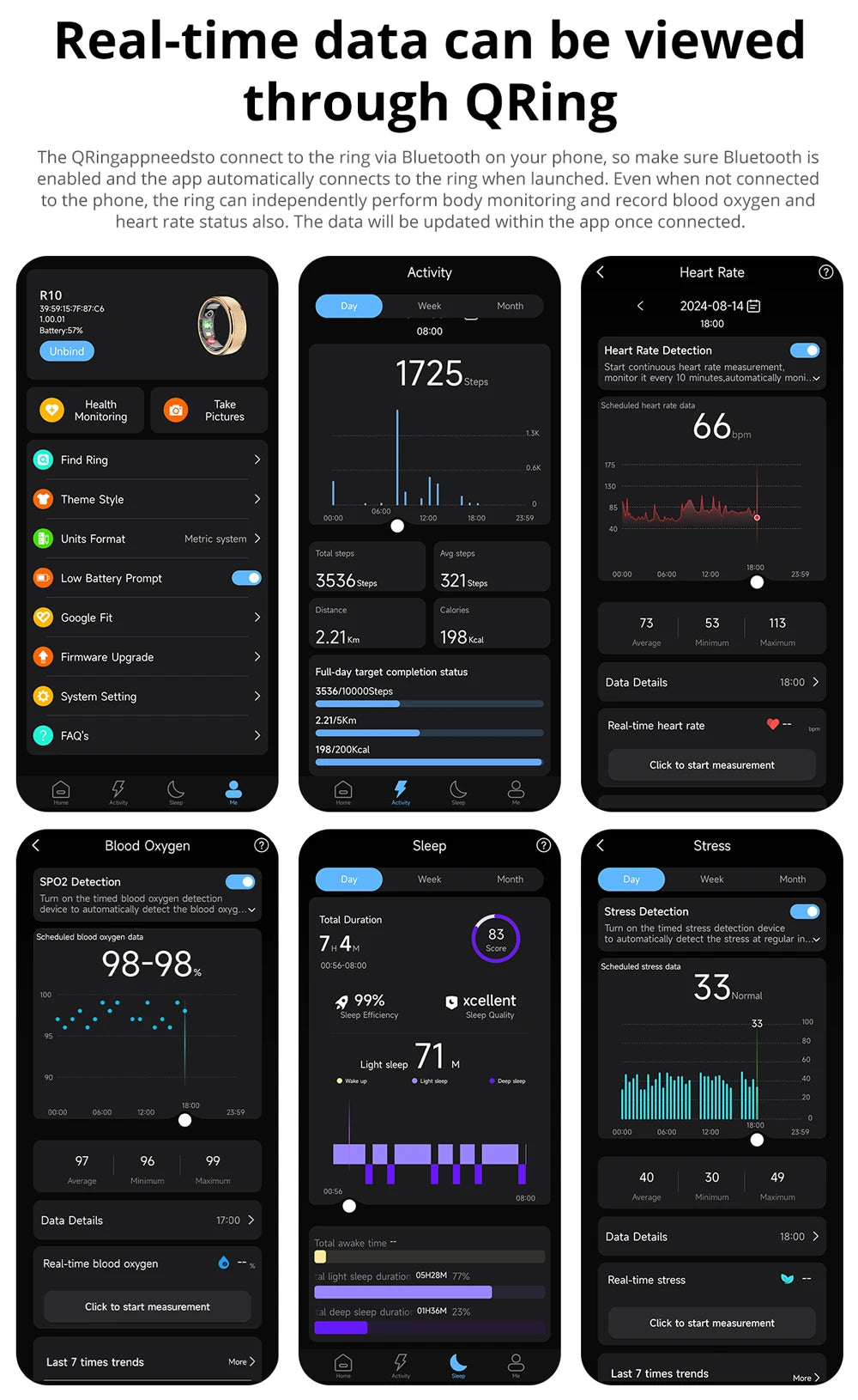 COLMI R10 Smart Ring mit Ladeetui für Männer und Frauen, Gesundheits- und Schlafmonitor, 5ATM wasserdicht, Multi-Sport-Modus