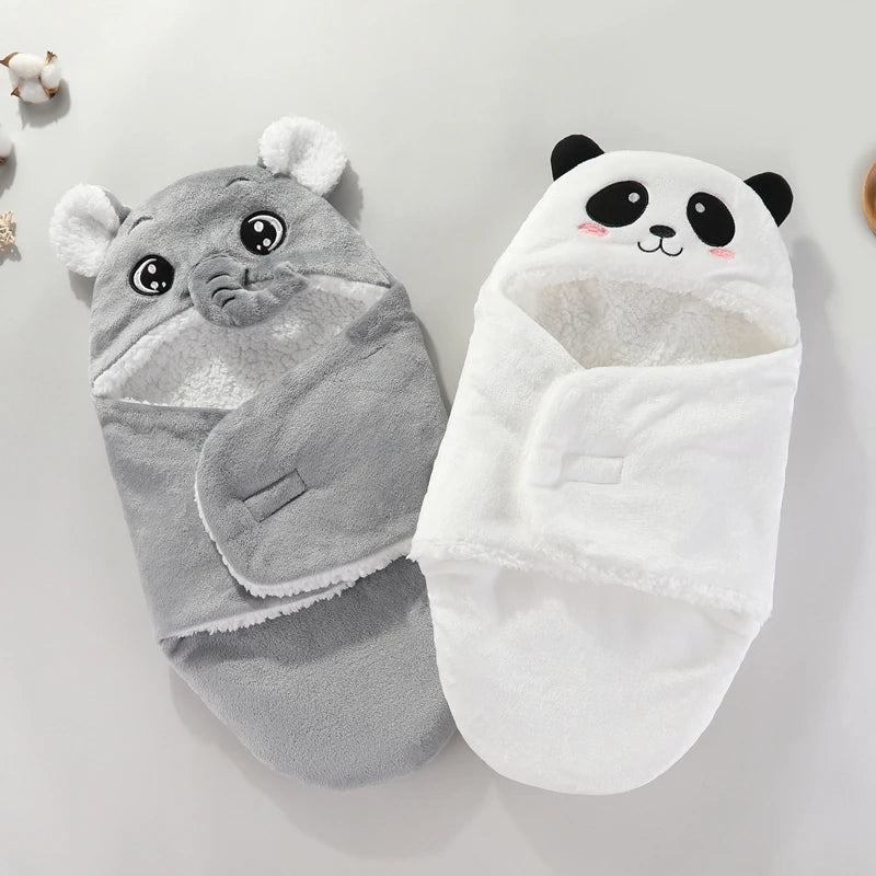 Weiche Baby-Schlafsäcke, warm, für Herbst und Winter, Wickeldecken für Neugeborene, CartoonCocoon für Babys, Flanell-Baby-Schlafsack, 0–9 Monate
