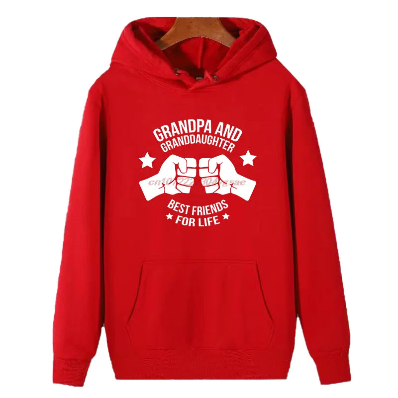 Opa und Enkelin beste Freundin lustige grafische Kapuzenpullover Mode Winter Hoodie Pullover Herren Sweat-Shirt
