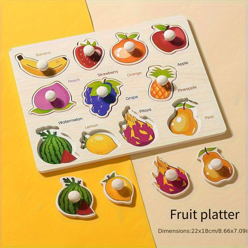 Montessori Früherziehung Geometrie Anfänger Puzzle Board, handgehaltene Puzzle Entwicklung mit festem Board, Puzzle Block Form passend