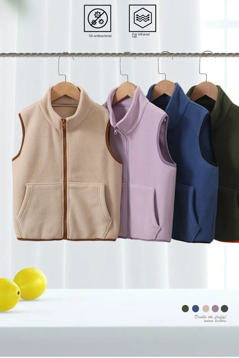 Kinder Polar Fleece Westen Herbst Winter dicke warme Teen Jungen Mädchen Tops Oberbekleidung lässig All-Match Kinder Westen 4-18 Jahre