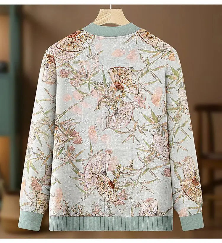 Neuer chinesischer Stil: Elegante Damen-Strickoberteile aus Eisseide für Frühling/Sommer – Ideal für ältere Frauen und Omas