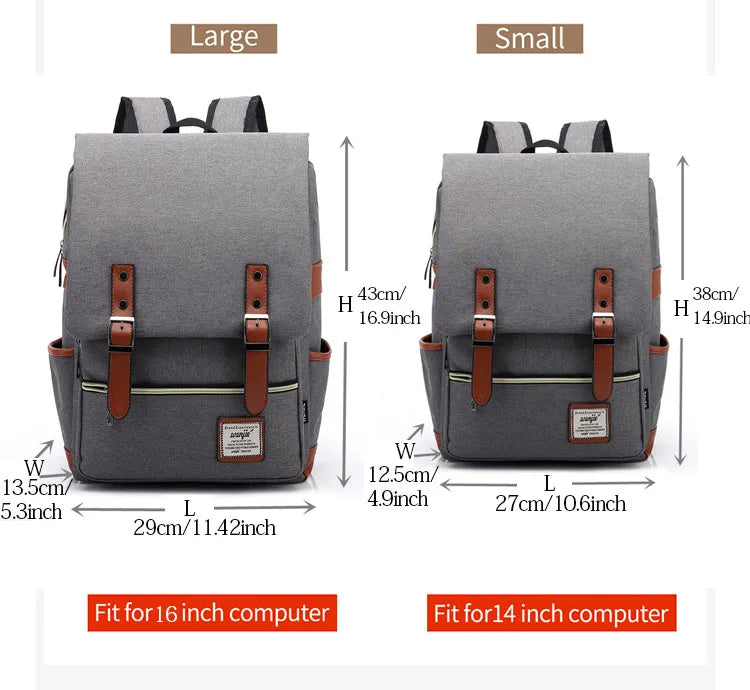 Teens Vintage Canvas Laptop Backpack