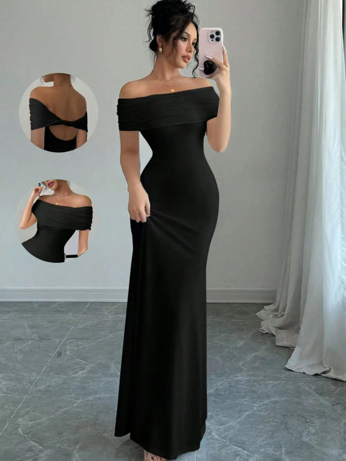 Schulterfreies Partykleid, ärmelloses, sexy, figurbetontes Midikleid für Damen, elegantes Bandage-Cocktailkleid für den Ausgehen