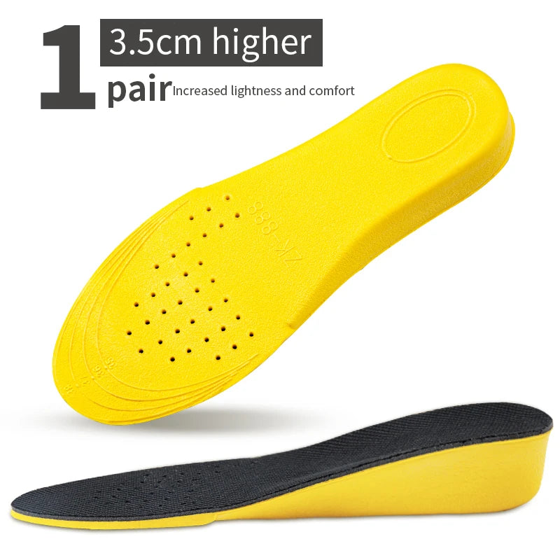 Unsichtbare Einlegesohlen zur Erhöhung der Höhe für Damen und Herren, Fersenlift, gelbe Schuhe, Sohlenpolster, atmungsaktiv, Stoßdämpfung, Fußpflegekissen