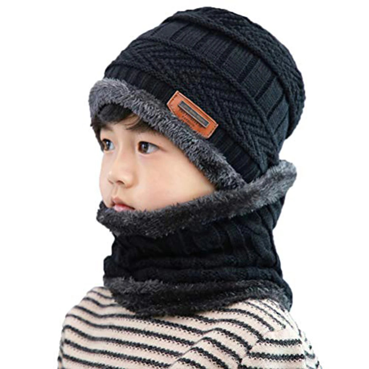 5-14 jahre Kinder Warme Gestrickte Hut Schal Set Kinder Herbst Winter Hut Weiche Gestrickte Kappe Motorhaube Infant Kinder hut Für Jungen Mädchen