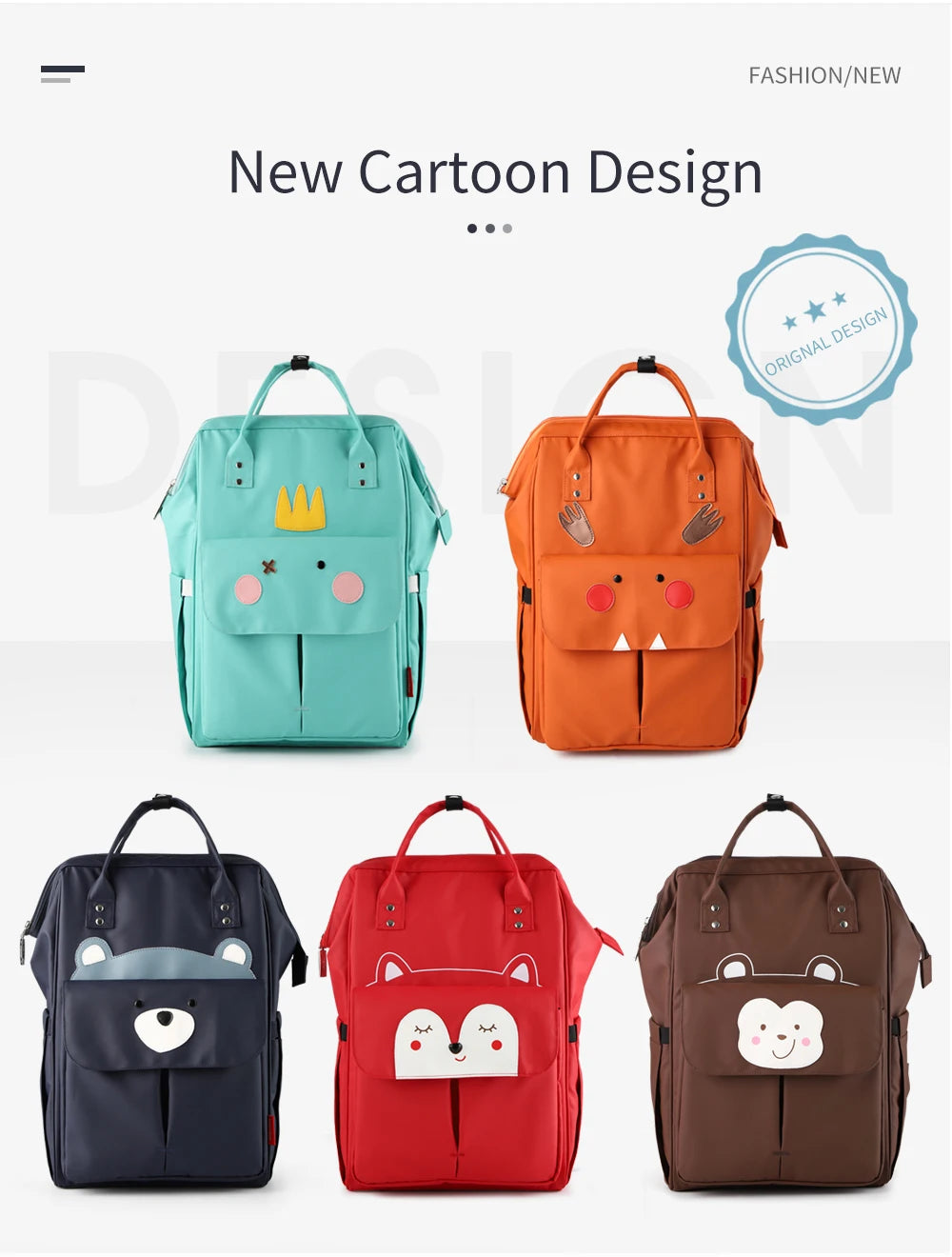 Wasserdichte Mama Windel Rucksack Cartoon Design Mutter Mutterschaft Windel Reisetasche große Kapazität Baby pflege Pflege Kinderwagen Taschen