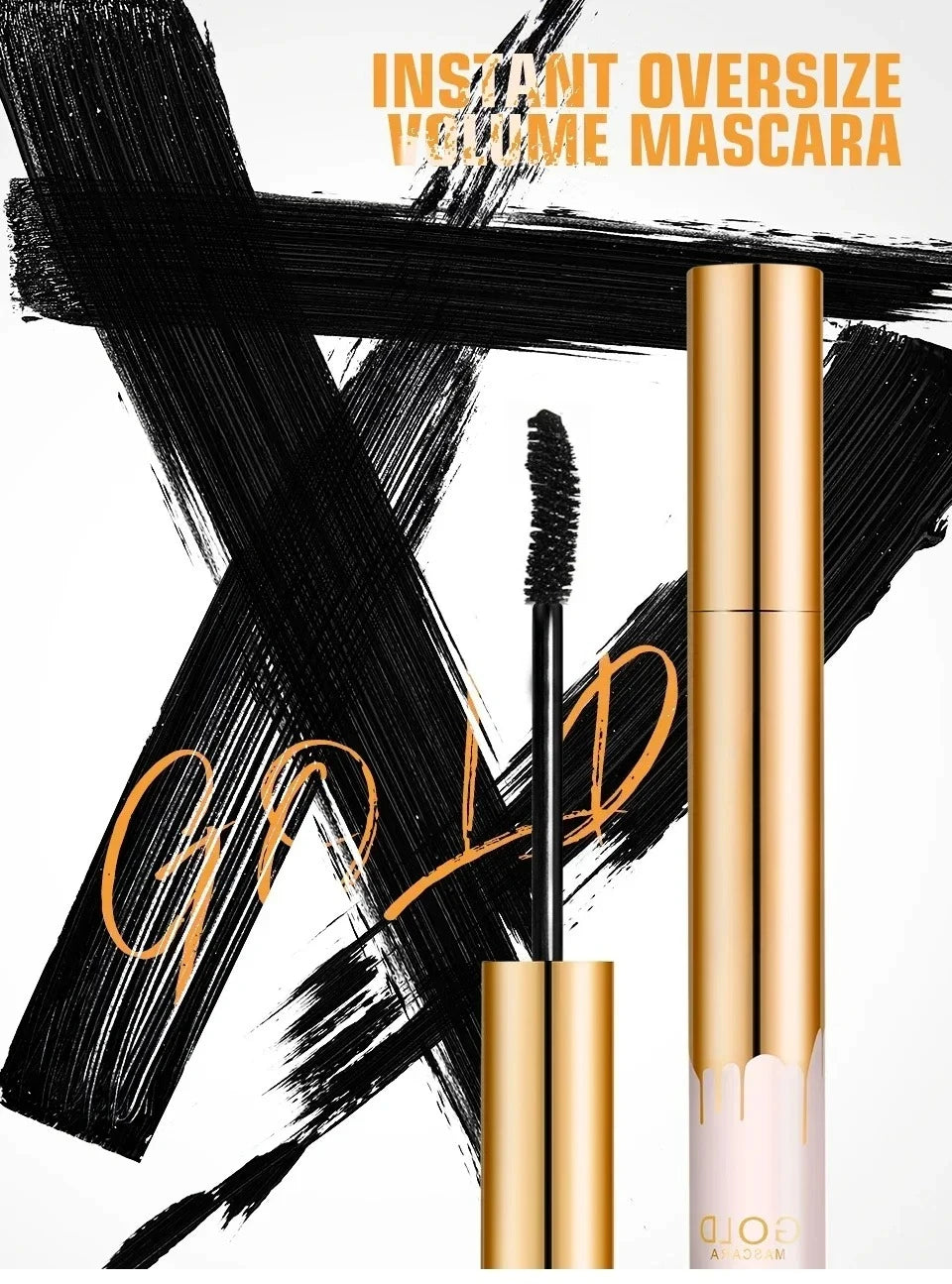 3D Mascara Verlängerung Schwarz Wimpern Wimpern Verlängerung Wimpern Pinsel Schönheit Make-Up Langlebige Gold Farbe Mascara