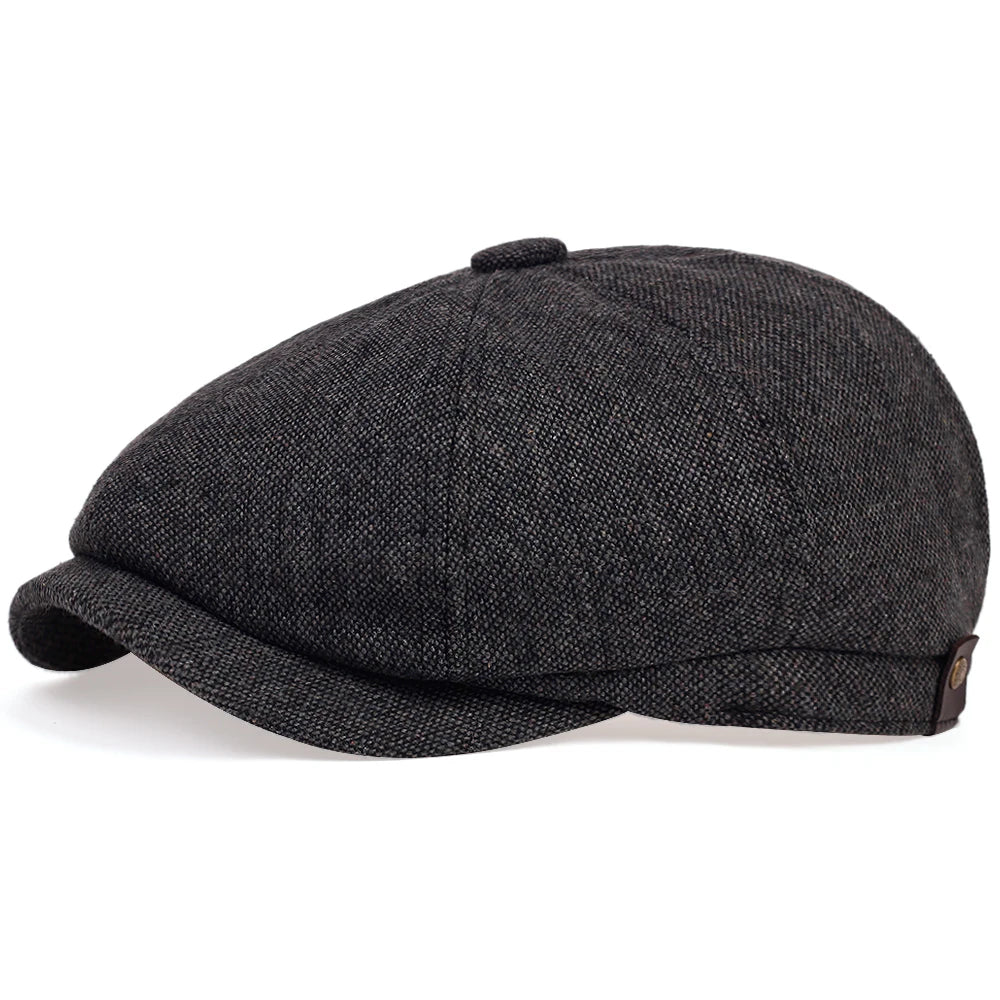 Retro Newsboy Caps für Herren, achteckige Hüte, britische Malerhüte, Herbst-Winter-Baskenmützen, Fischgrätmuster-Flatcaps, Hip-Hop-Baskenmützen, Gorras