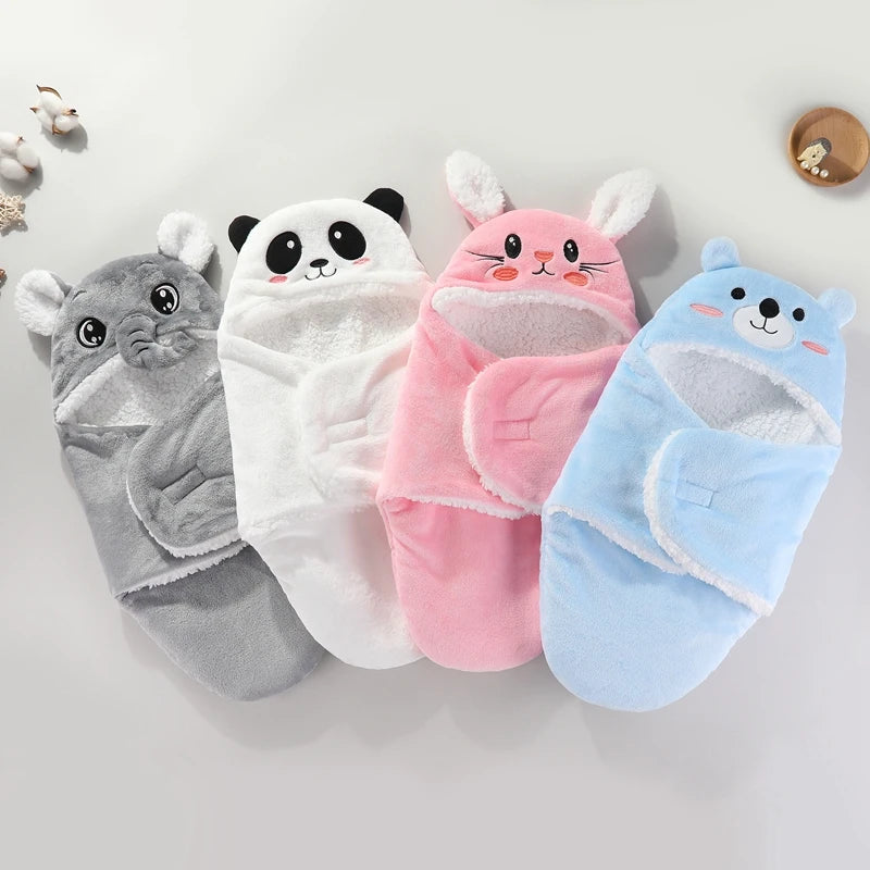 Weiche Baby-Schlafsäcke, warm, für Herbst und Winter, Wickeldecken für Neugeborene, CartoonCocoon für Babys, Flanell-Baby-Schlafsack, 0–9 Monate