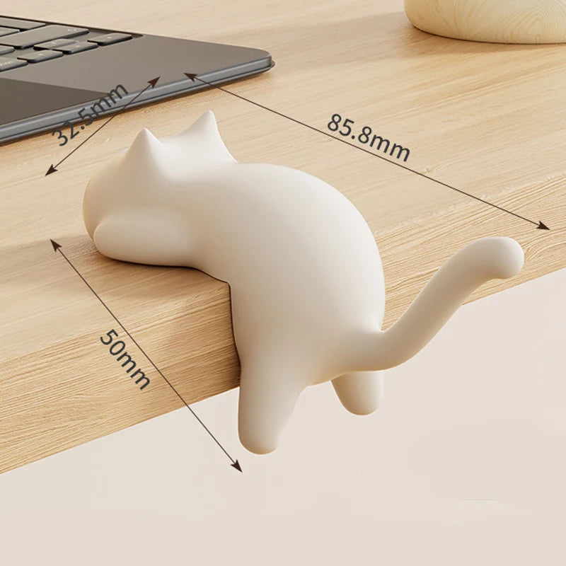 Katzenförmiger, spurloser Haken, beschädigungsfreier Wandhalterungsclip für Tasche/Geldbörse/Federmäppchen auf dem Schreibtisch, Tisch, Arbeitszimmer, Büro