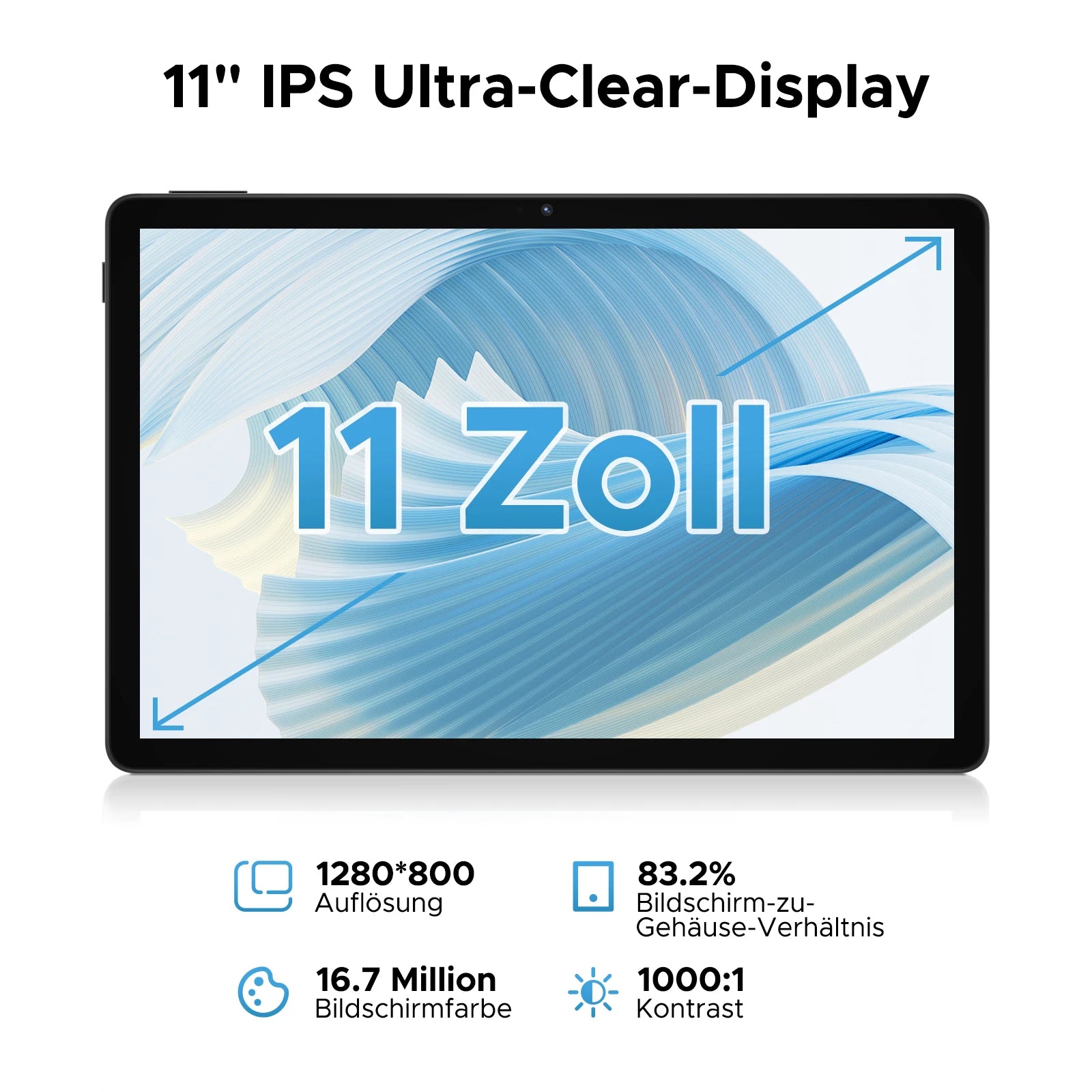 DOOGEE U11 Tablet 11" Ultra-klares 90-Hz-Display 16 GB 128 GB 8580 mAh Akku Unisoc T7200 Dual-Lautsprecher Widevine L1 Android 16